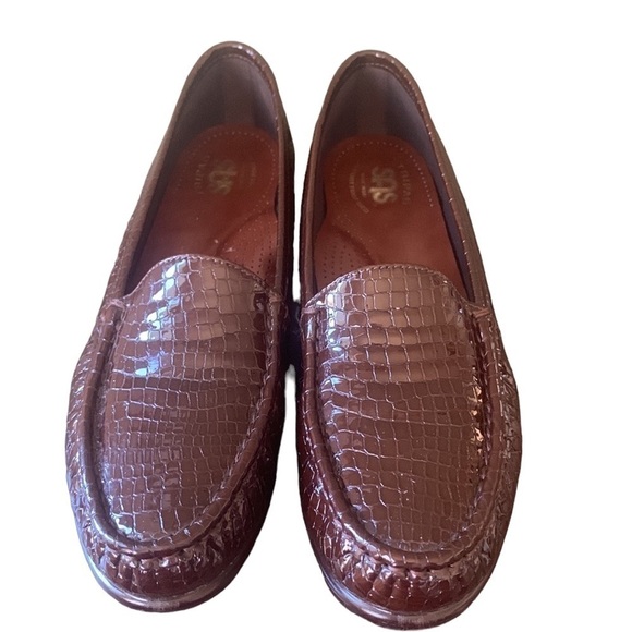 SAS Simplify Brown Crocodile Patent Leather Loafers Size 10 S (Slim) - Picture 3 of 12